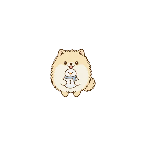 ポメラニアン 雪だるま